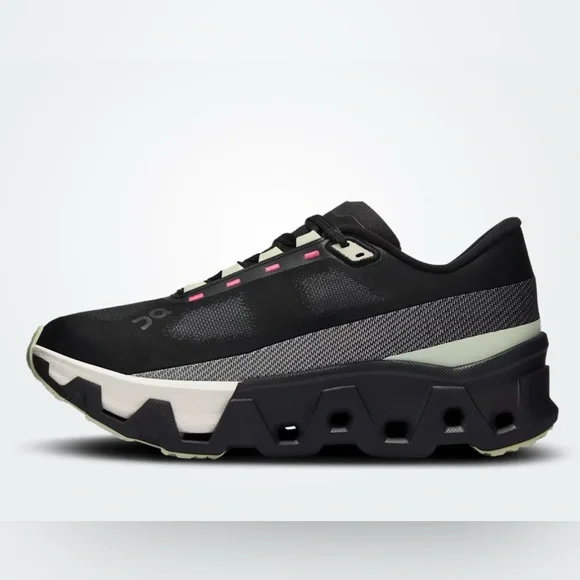 On Running Cloudmonster Hyper W 9.5 running shoe in Iron/Black-with green, pink - Picture 3 of 15